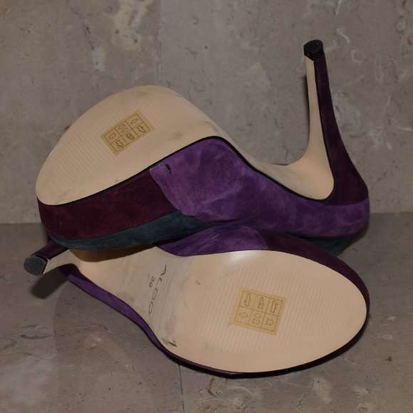 Blue and Purple Patchwork Platform High Heels - Picture 7 of 7